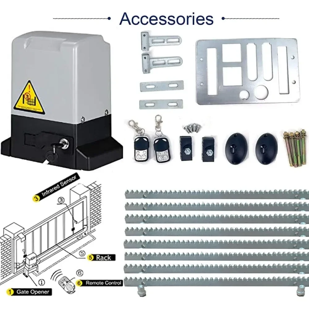 فتاحات البوابة - مجموعة فتاحة البوابة المنزلقة الأوتوماتيكية، محرك بوابة منزلق مع أجهزة التحكم عن بعد ومستشعر الأشعة تحت الحمراء الكهربائي #3