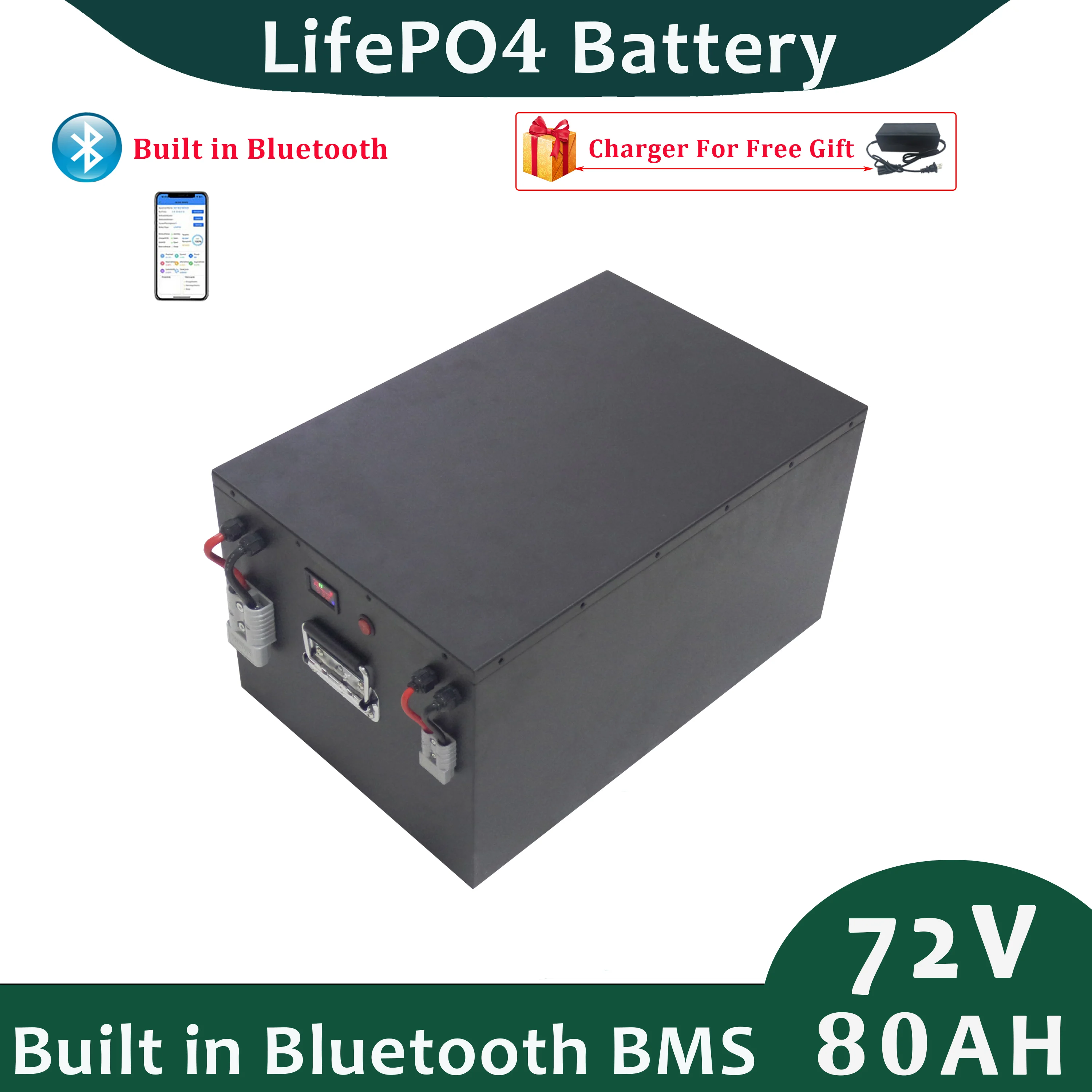 72v 80Ah LifePO4 Batterij met Case Voor Motor 5500W 7000W Perfect voor Golfkar Elektrische Winkelwagen