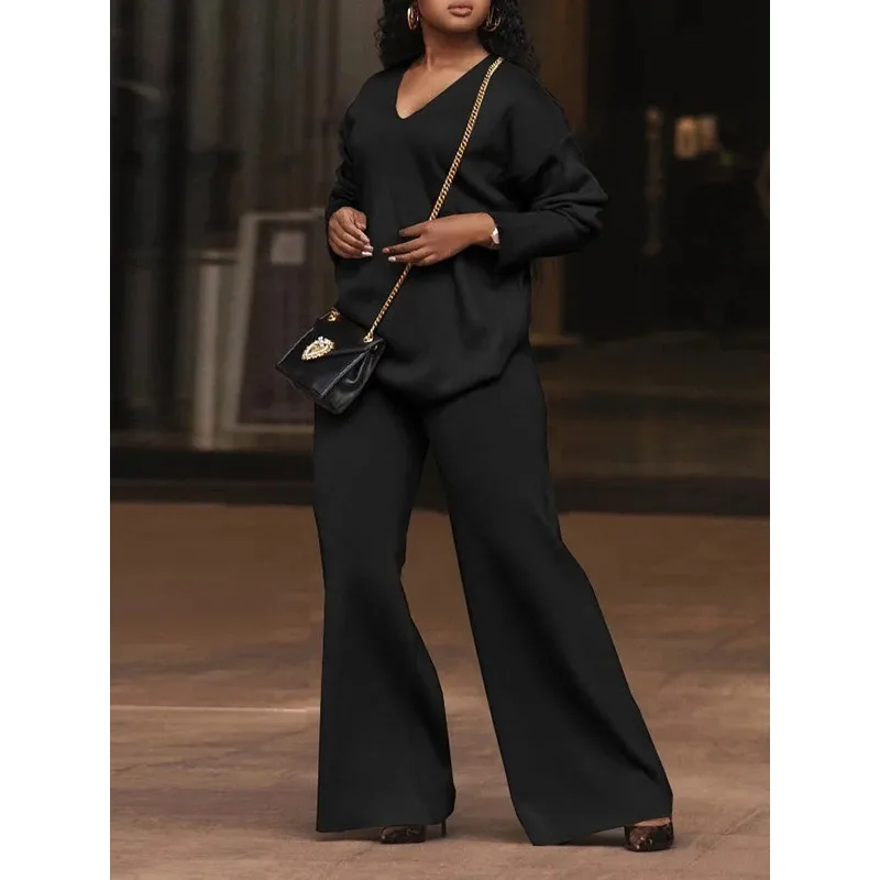 Pomarańczowy sweter damski z dekoltem w serek, luźny, miękki, z długim rękawem, idealny na jesień i zimę, do pracy, model 185555