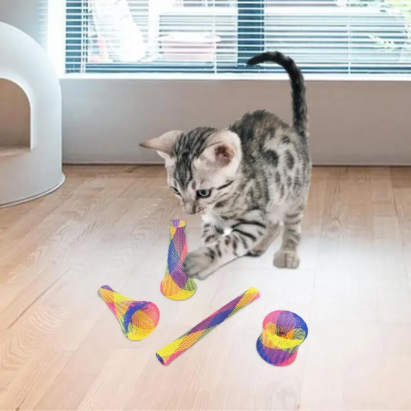 Kitten Toy Spring Tube Durable And Colorful Spring Coils Interactive Flexible Spring Chew Toys For Cats And Kittens To Swat Bite