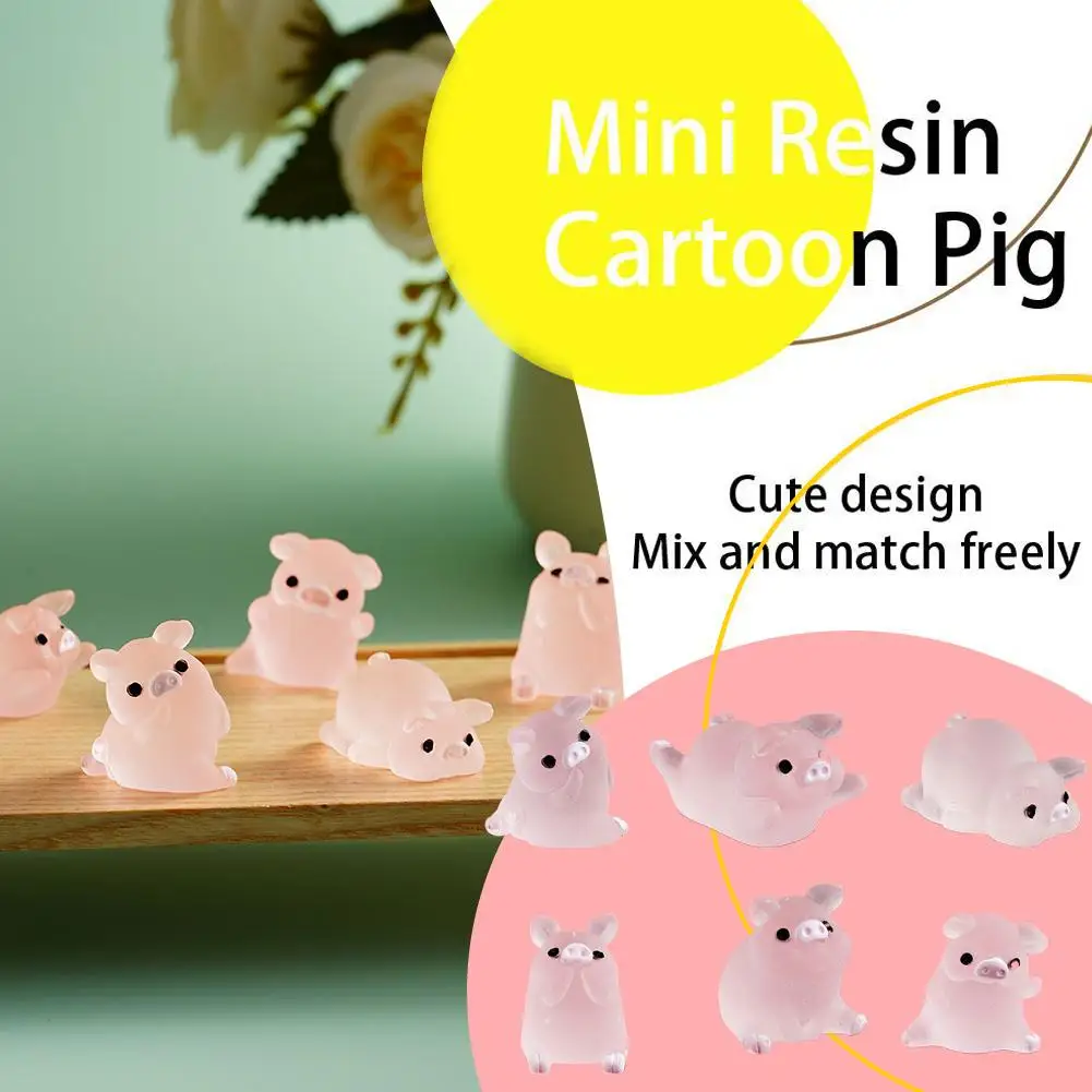 Random Style Piggy Figure Ornament Mini Resin Cartoon Model Decoration Handmade Home Artifact DIY Pig Scrapbook Mini V6G6