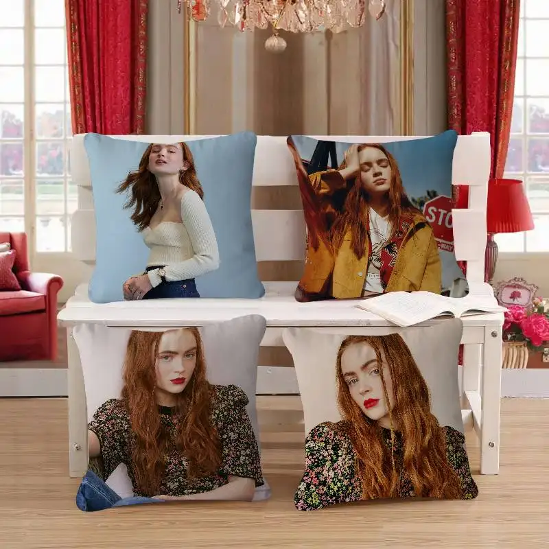 

S-Sadie Sink Actor Office Cushion Pillowcase Car Cushion Cover45X45CM Lumbar Pillowcase Sofa Pillowcover