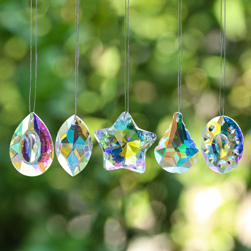 Rainbow Crystal Suncatcher Prism Refract Sunlight Catcher Pendant Chandelier Replacement Parts Window Hanging Sun Lover Decor