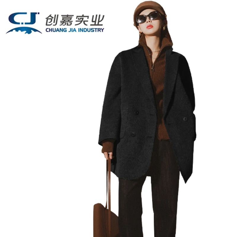 Autumn and Winter Double-sided Alpaca Women's Coat Brown Wool Coat Soft Delicate Comfortable Loose Business Casual High-end Wear