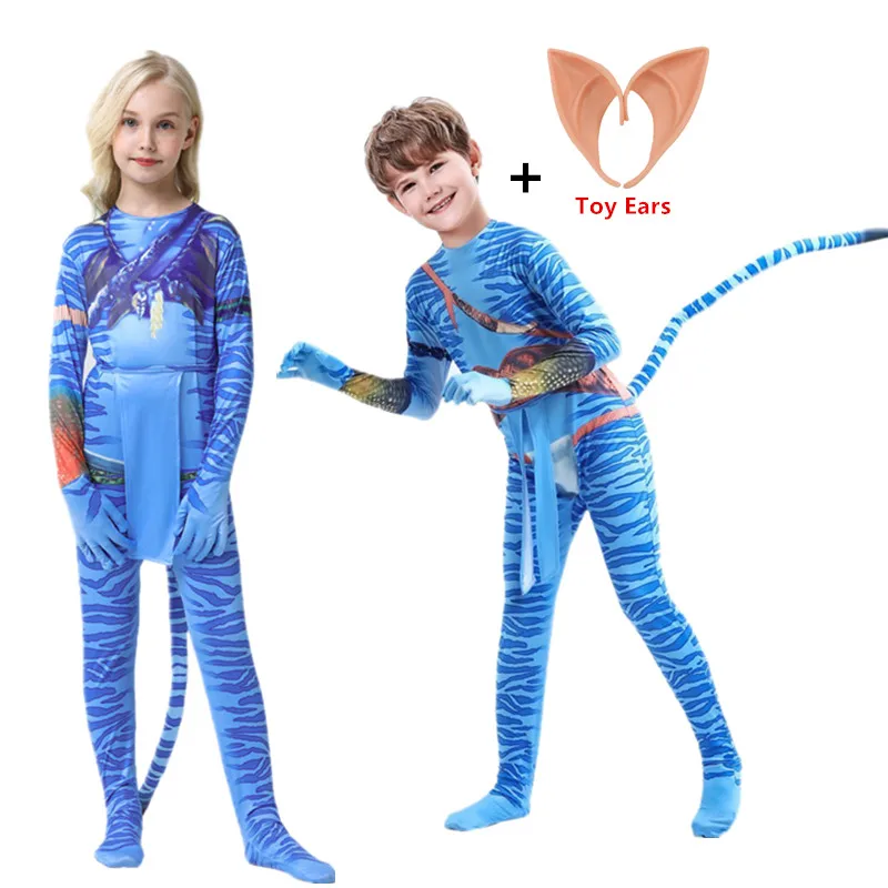 Avatars Costume for Kids Cosplay Jumpsuit Avataring The Way of Water Cosplay Bodysuit Christmas Halloween Costume for Boy Girl