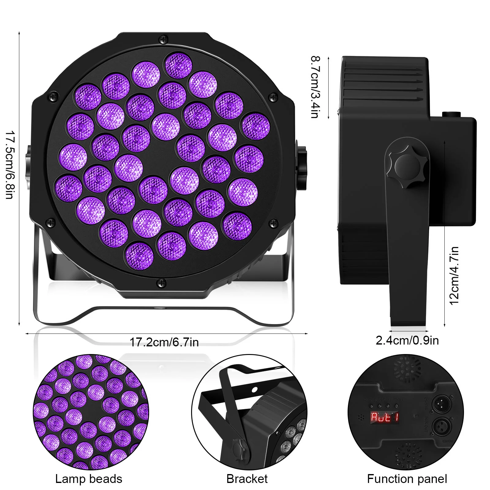 U\'King 4Pcs/Set 36W UV LED Par Lights Blacklight With Remote Controller DMX Stage Lighting For DJ Disco Club KTV Wedding Party