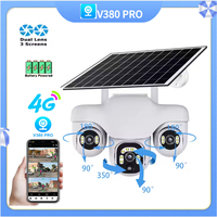 V380 Pro  Solar Camera 3 PTZs 3 Screens 6MP Lens Ptz CCTV IP Camera 4G Outdoor Solar Security Camera With Motion Sens