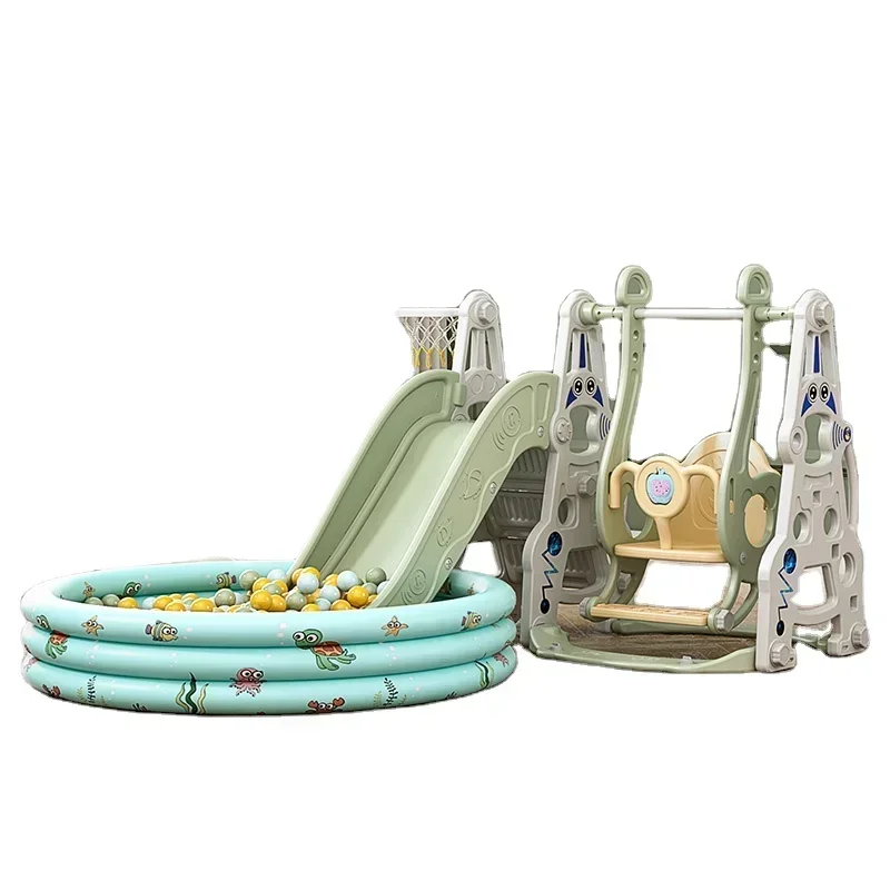 Indoor kids toys 4 in 1  Swing Slide  combination with ocean balls and pool playground equipment for baby and toddler