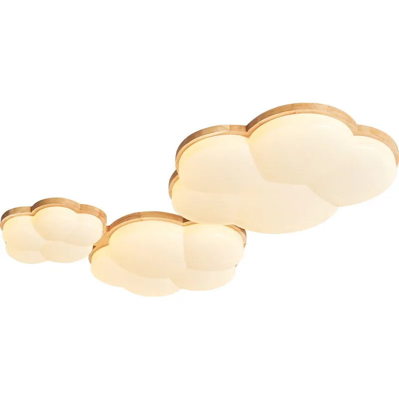 

Japanese log wind living room light, full spectrum eye protection cloud children's room ceiling light