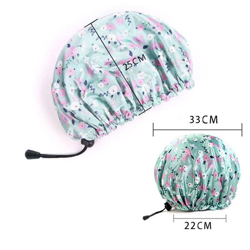 Waterproof Reusable Shower Caps Soft Silk Satin Lined Extra Large Hat for Long Short Hair Bath Sleeping Salon Home Travel Use