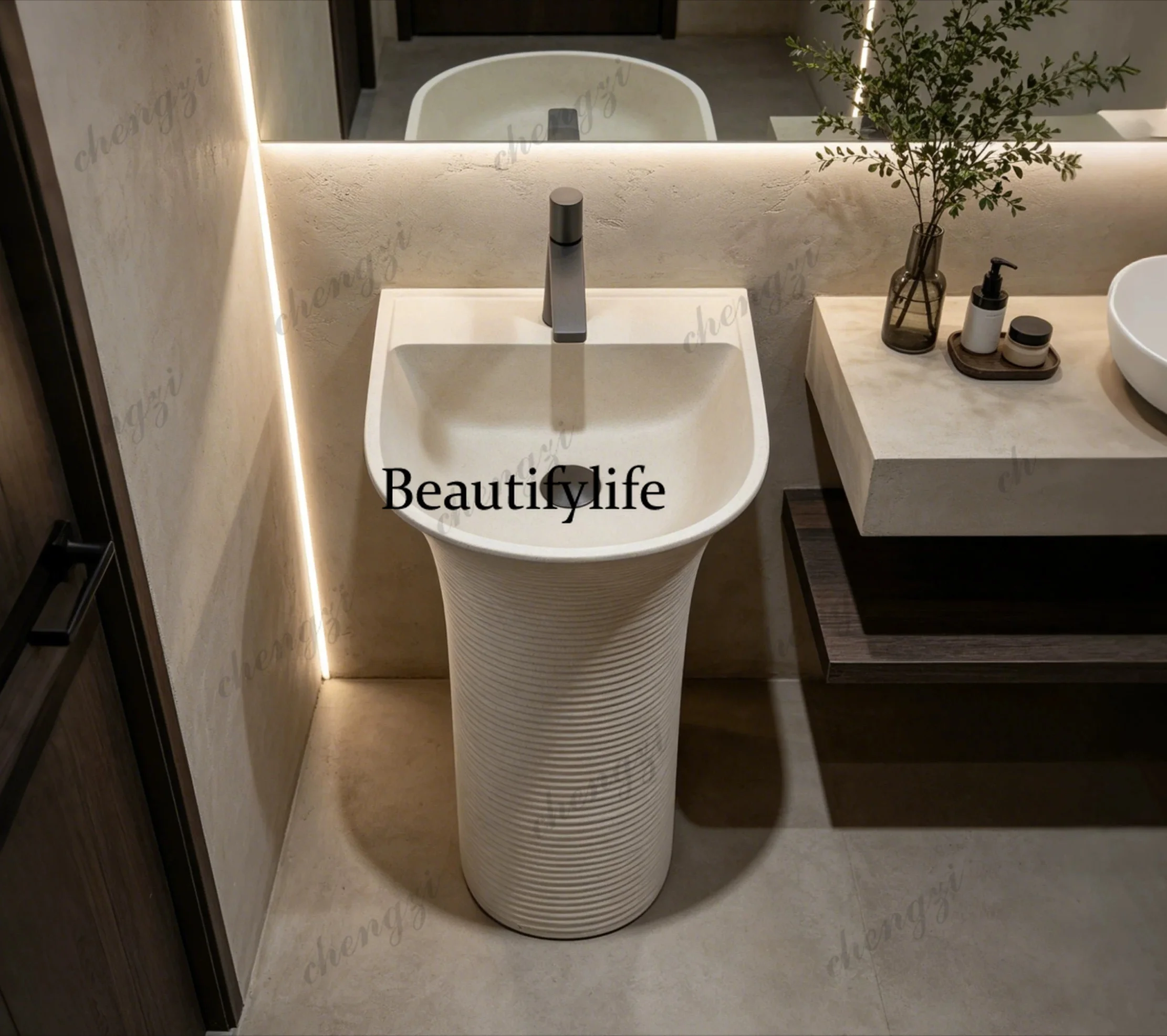 Small apartment column basin integrated floor-to-ceiling wash basin Japanese creative household