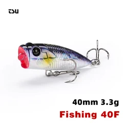 TSURINOYA 4cm 3.3g Fishing Lure Topwater Popper CATCHER 40F Dog Walk Action Hard Bait Light Game Bass Rockfish Big Mouse Model