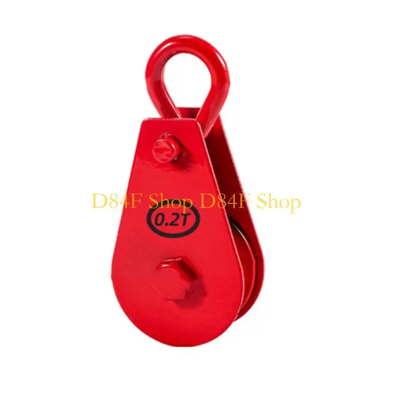 D84F Heavy Duty Steel Wire Rope Pulley Block 0.05T to 0.4T Capacity Suitable for Lifting and Rigging Outdoor Work with Hook