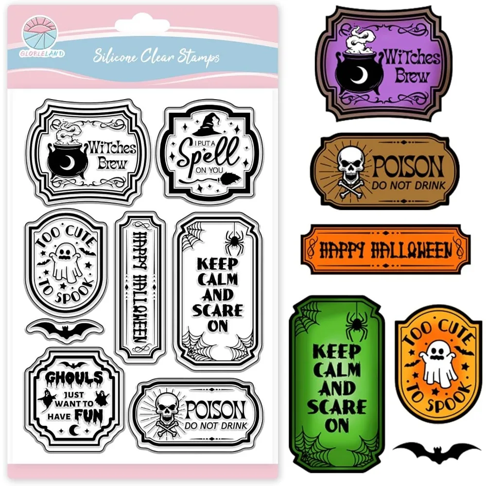 Tranketikett, transparenter Stempel für Scrapbooking, Halloween-Tag, Flaschenmarkierung, transparenter Stempel für Kartenherstellung, Heimwerken