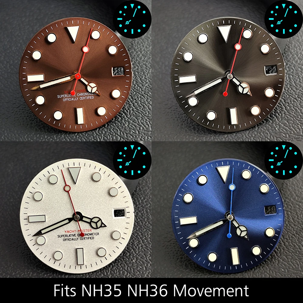 28.5 مللي متر NH35 الطلب يناسب NH35/NH36 ساعة يد تعمل بالحركة اكسسوارات NH35 الأيدي تقويم واحد الهاتفي مضيئة GMT الأيدي الساعات للرجال