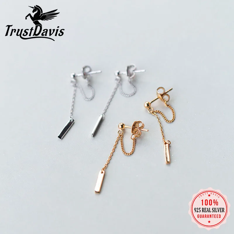 Trust davis echte 925 Sterling Silber geometrische verknüpfte Stick Kette Ohr stecker für Frauen Hochzeit Geburtstag Geschenk Schmuck ds1434