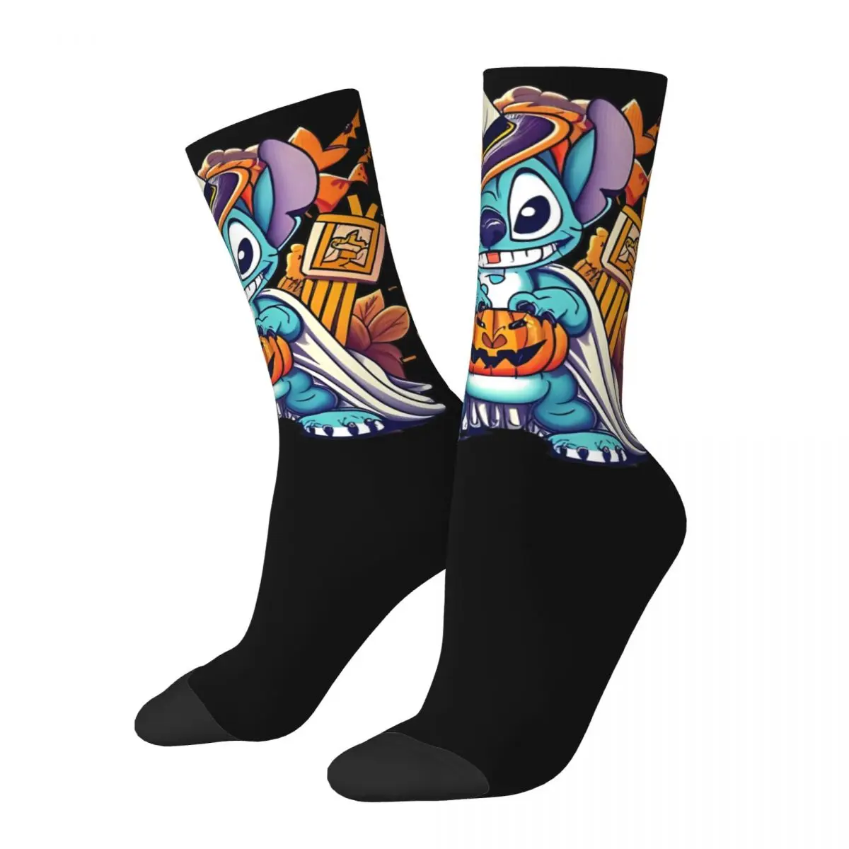 Men's Socks Halloween Stitch Stockings Autumn Kawaii Breathable Socks Graphic Running Sports Anti Skid Socks