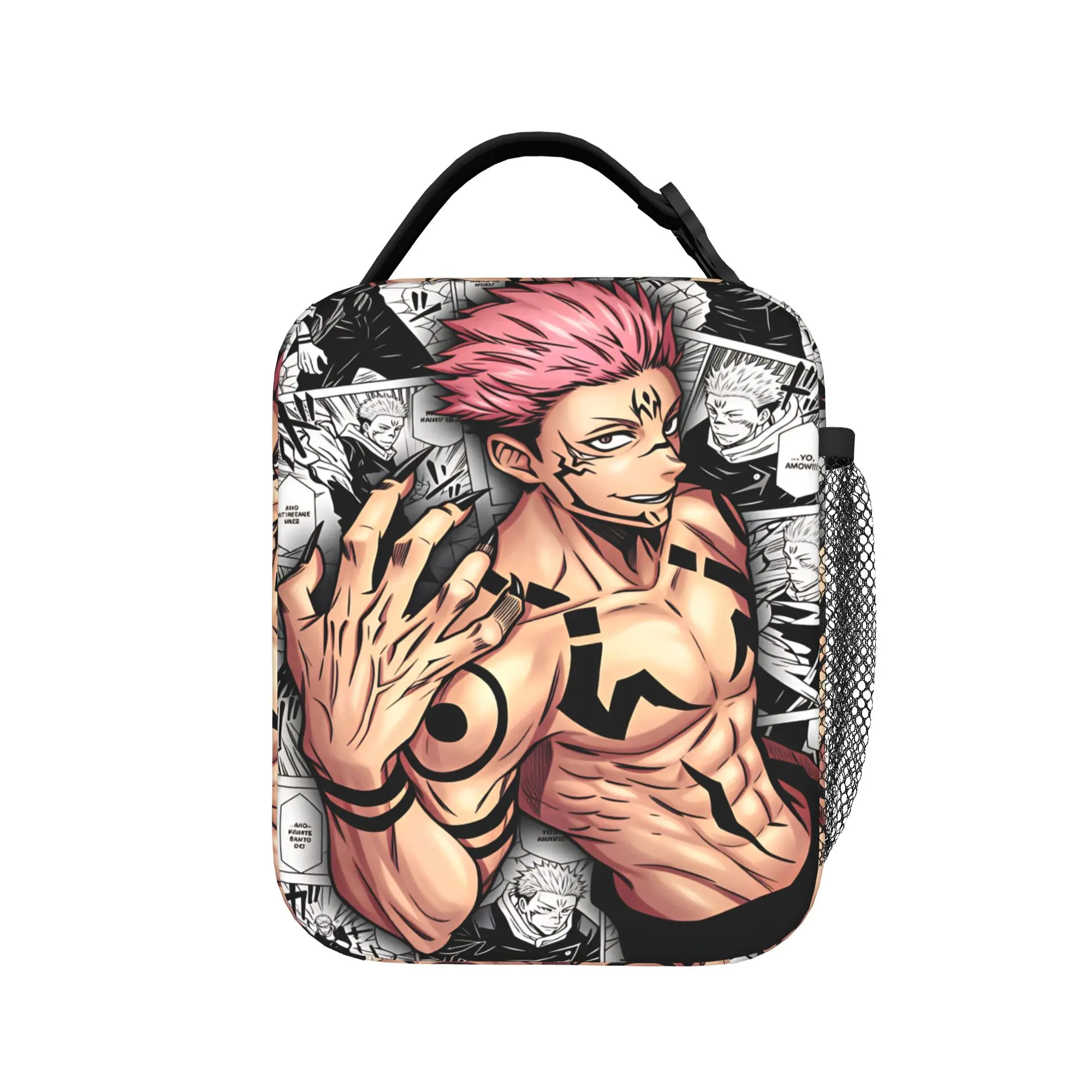 Satoru Gojo Comic Animation Lunch Bag Casual Lunch Box School Portable Tote Food Bags For Girls Oxford Graphic Design Cooler Bag