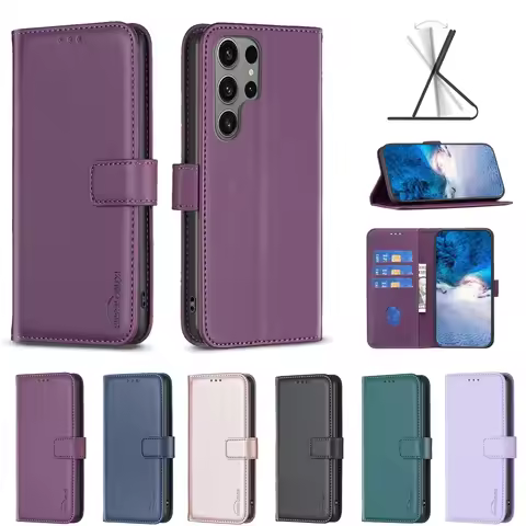 Flip Leather Wallet Case For Samsung Galaxy S24 S24 Ultra S24 Plus S23 S23 Ultra S23 Plus S23 FE S22 S22 Ultra S22 Plus S21 A71