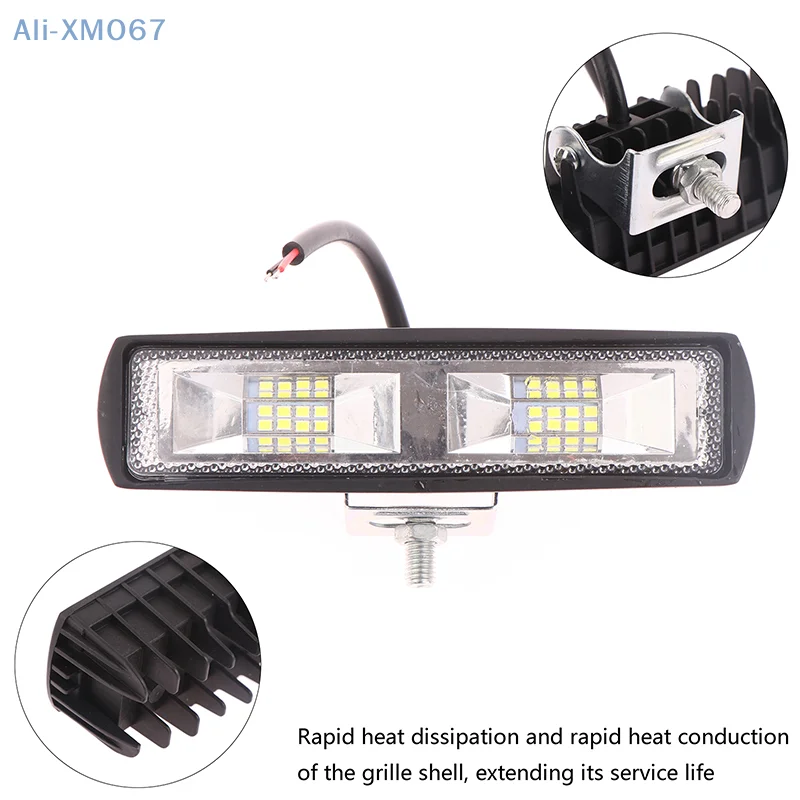 48W 16 Beads In One Row Work Light Spotlight LED Headlights 9-36V For Auto Motorcycle Truck Boat Tractor Trailer Offroad