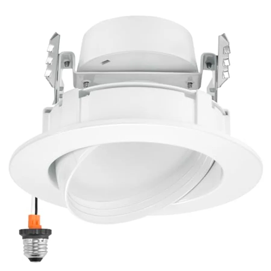 4 in. Rotatable LED Retrofit Downlight Gimbal, 1000 Lumens, 10 Watts, 5 CCT 2700K/3000K/3500K/4000K/5000K, Dimmable, Aluminum T