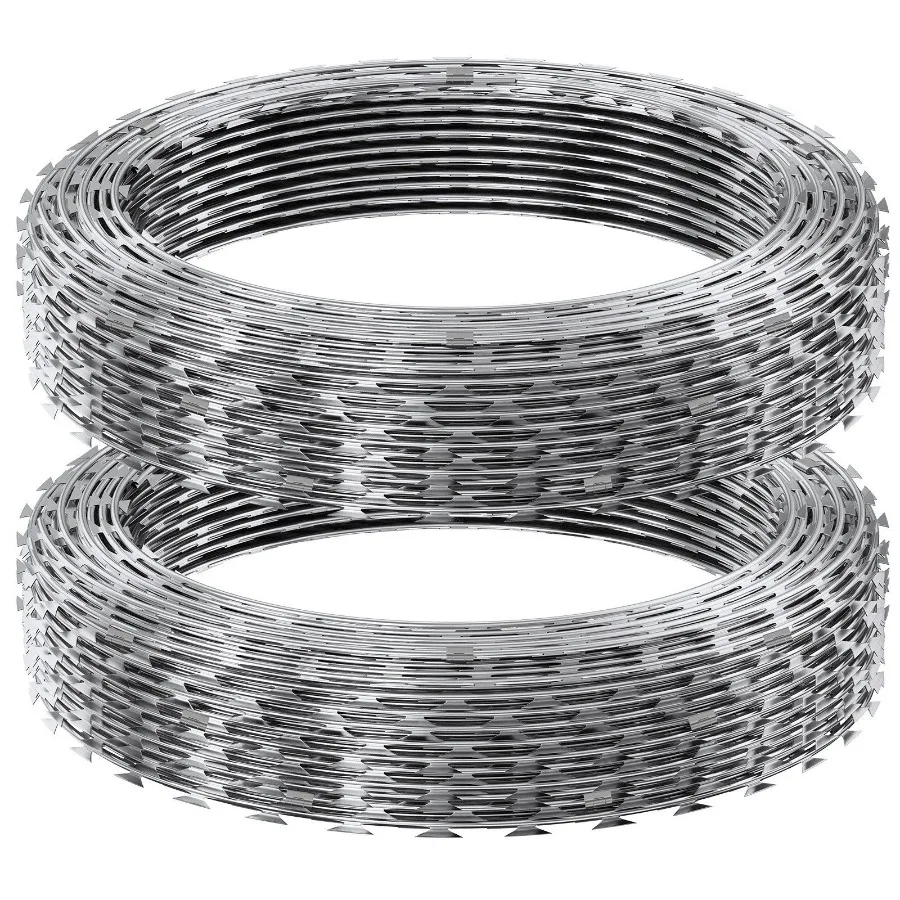 

Razor Wires 98 ft Razor Barbed Wire 2 Rolls Razor Wire Fencing Razor Fence Double Spiral Razor Ribbon Barbed Wire Galvanized R
