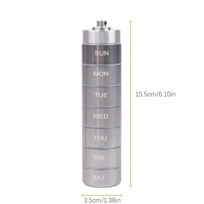 

Sealed Waterproof Aluminum Alloy 7-Day Split Pill Box Weekly Medicine Case Tablet Storage Organizer Metal Container