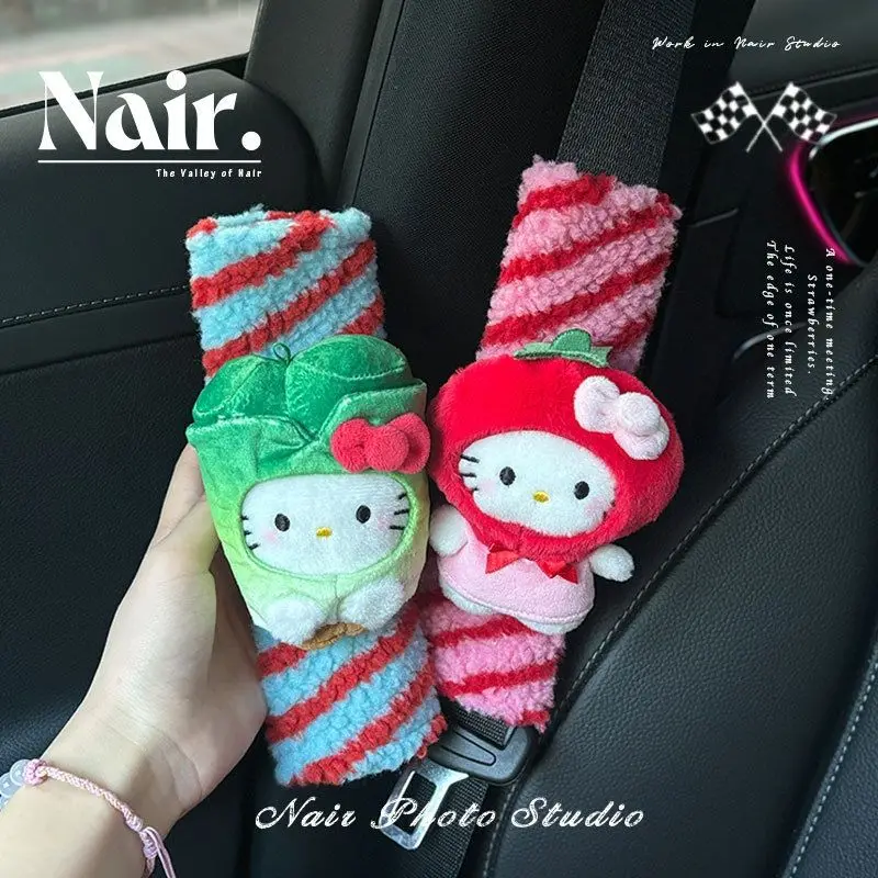 

Чехол для автомобильного ремня безопасности Hello Kitty, подушка для ремня безопасности, подходит для всех автомобилей и рюкзаков, мягкие подушечки для автомобильного ремня безопасности из овчины