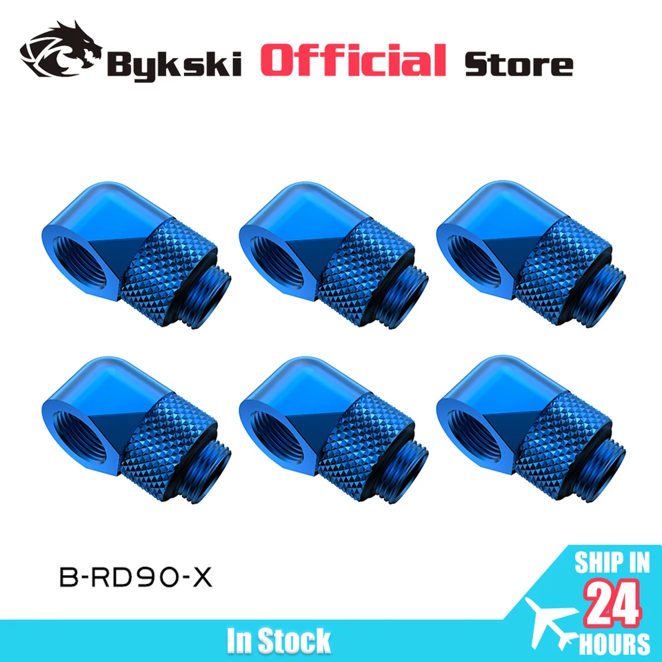BYKSKI 6pcs G1/4'' thread 90 degree Rotary Fittings Adapter