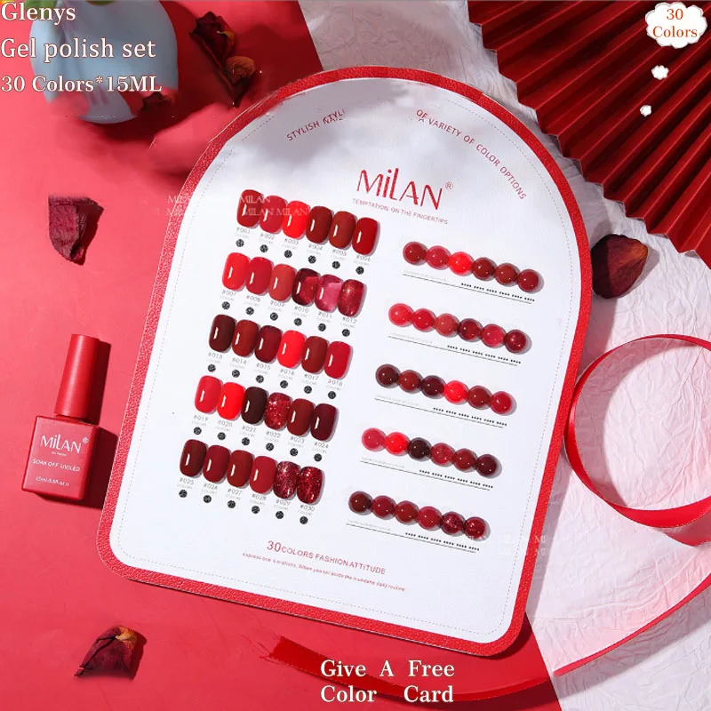 Glenys 30 Color Rose Moonlight nail polish Gel Popular All Network Semi Permanent Soaking gel Versatile Whitening Varnish Set
