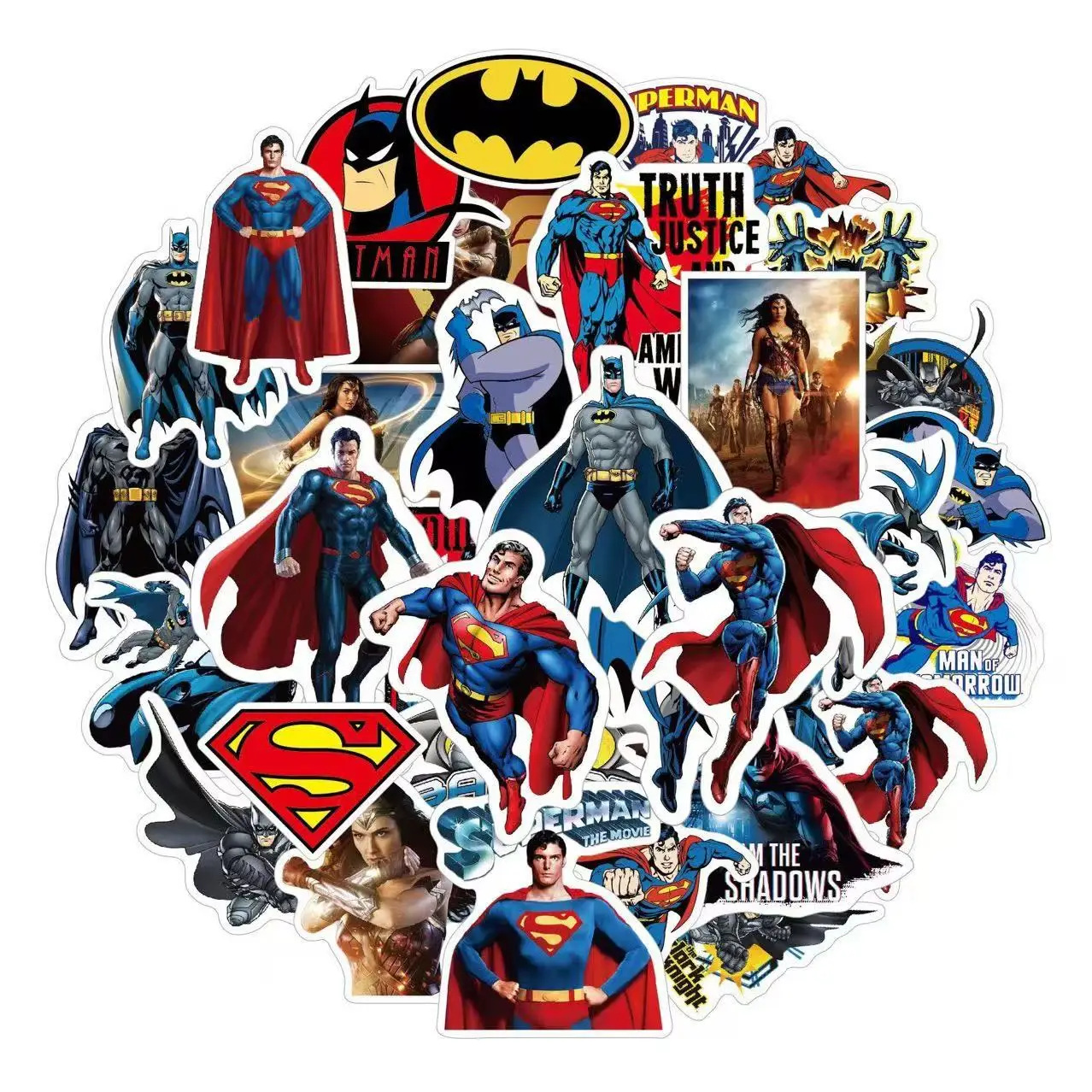 50pcs  Superman & Batman Stickers - Waterproof Vinyl | Perfect for Decor Laptops, Water Bottles & Gifting Superhero Fans