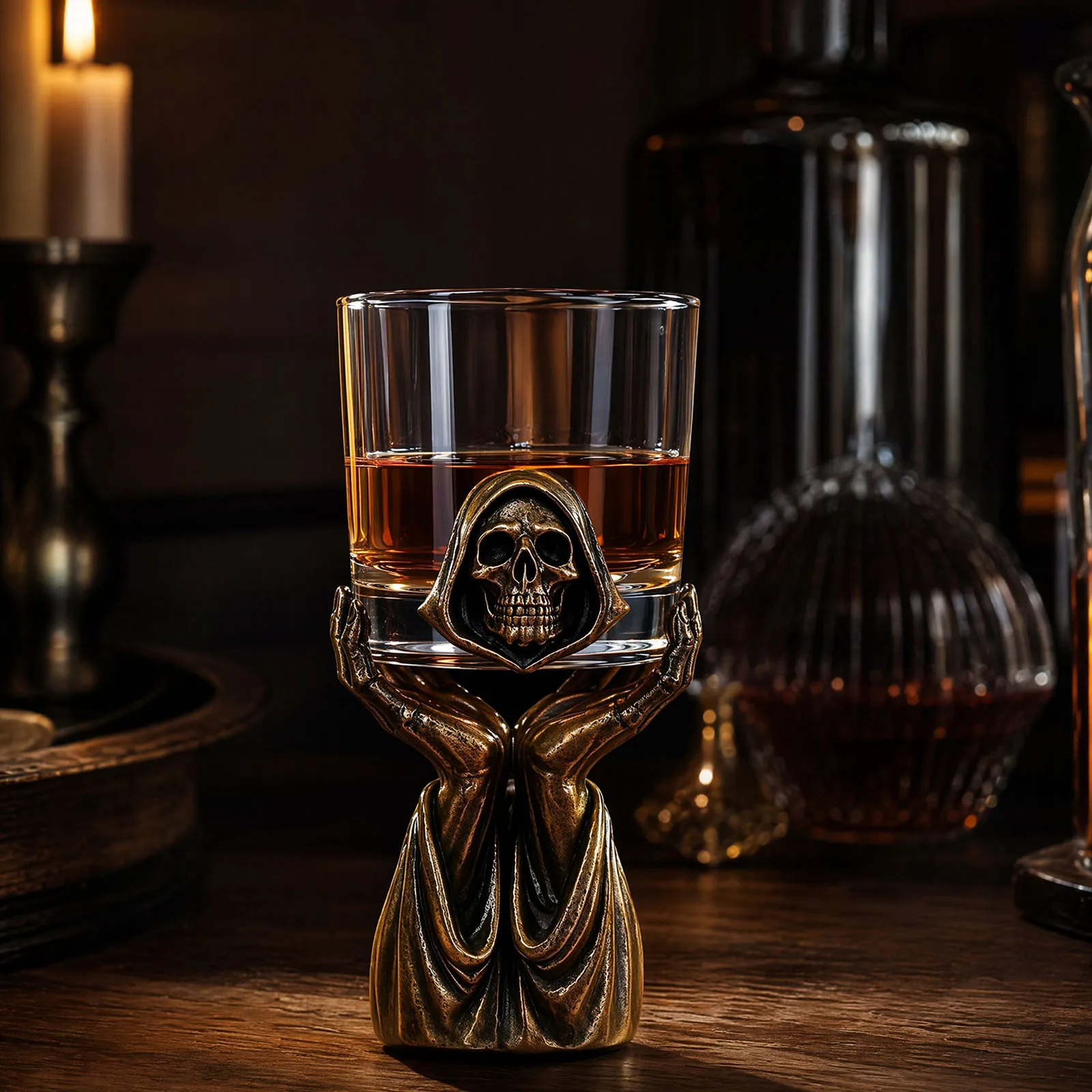 Grim Reapers Whiskeys Holder Set Gothics Skull Hand Liquor Glasses Stand Collectibles Decorative Ornament for Home Decors Gift