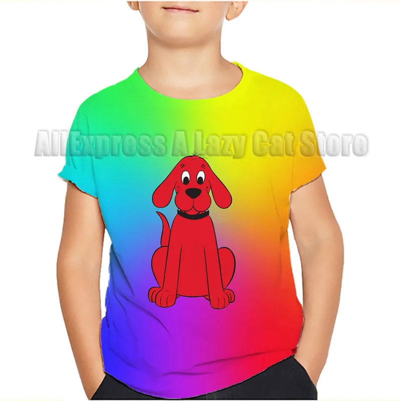 Clifford the Big Red Dog T-shirt Fashion Kids Girls T Shirt For 3-14 Years Old Children Short Sleeve Clothing Tops Tees