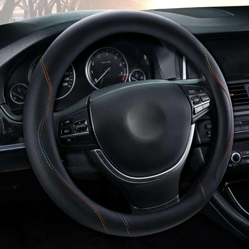 Breathable Napa Leather Truck Steering Wheel Cover, Available in 40-50cm, Wear-Resistant and Non-Slip, Truck Interior Accessory