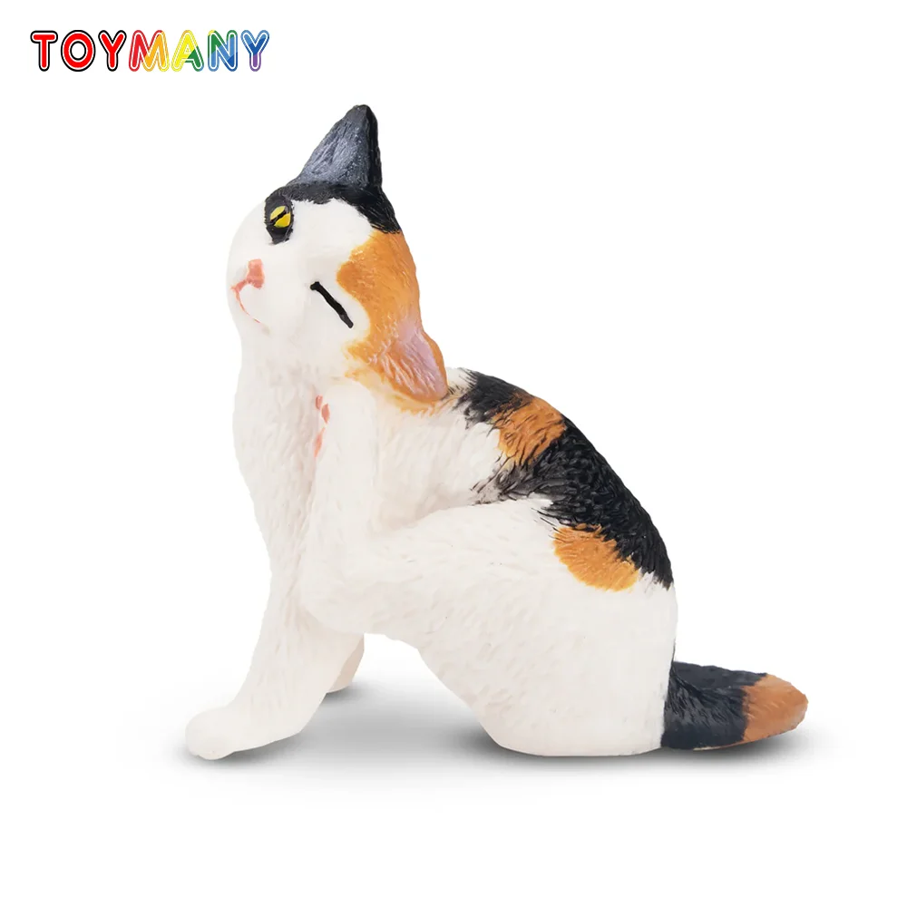 

Toymany Simulation Sitting Patched Tortoiseshell Cat Pet Animal Model Toy Mini Figures Action Figurines Kid Educational Gife