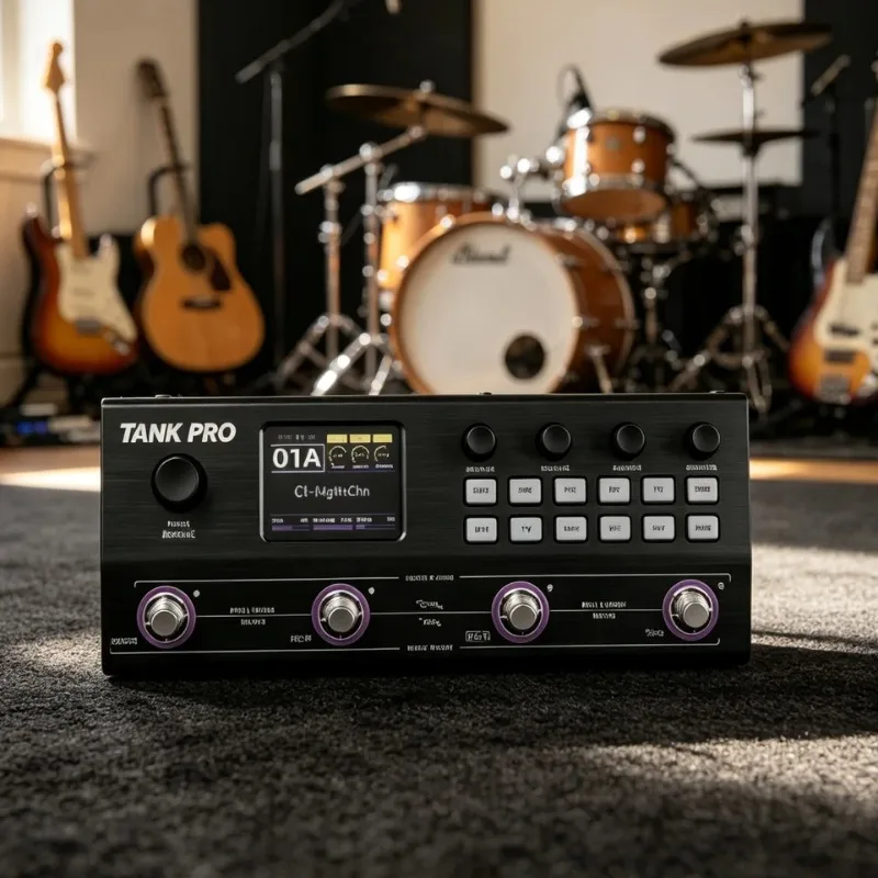 TANK PRO Multi-Effects Guitar Processor Color Display Amp Sim IR Cab Looper Drum Machine Reverb Delay for Electric Guitar Studio