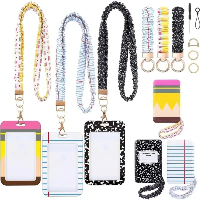 31BA Quick-Change Cards Holders with Stretch Lanyard, Digital-Printed Plastic Case and Connectors Clasp for Badge Display
