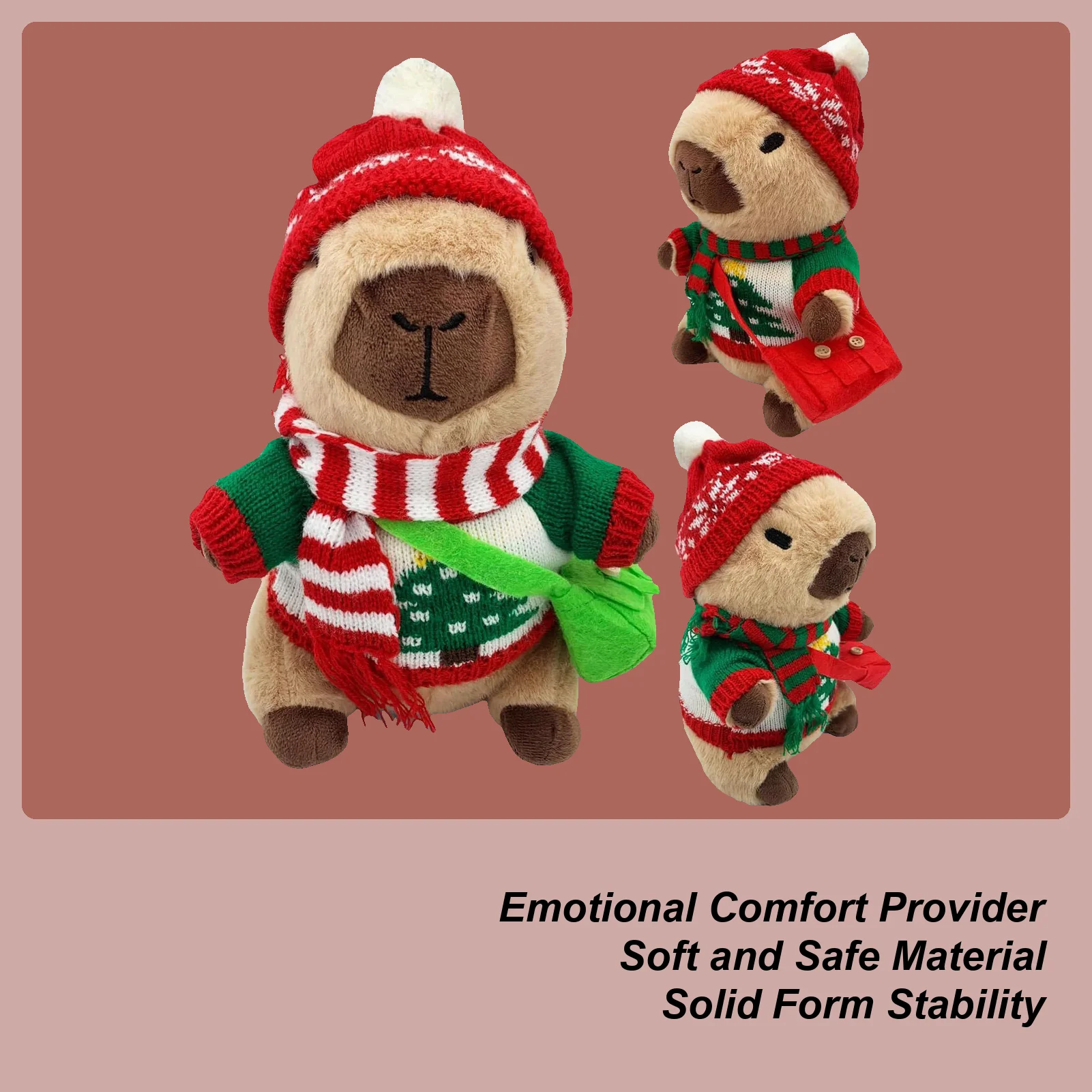 Capibara Peluche Con Vestiti Di Natale Giocattolo Sveglio Figurina 9.8in Capibara Vestire Giocattolo Per Ragazzi Ragazze Adulti Giovani Amici Viaggi