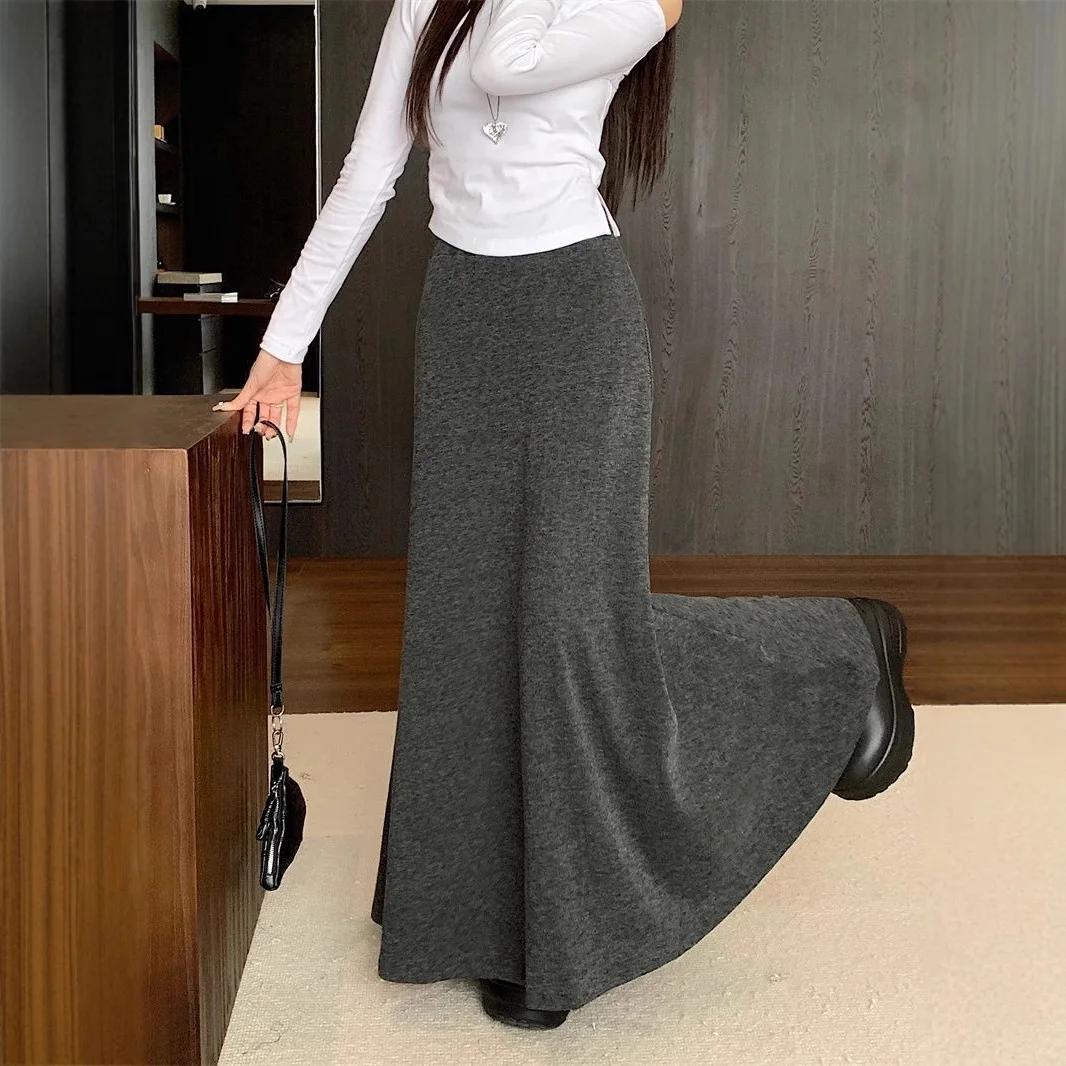 High Waist  Fishtail Skirt  Half Body Skirt Women's Unique Spring and Autumn Feeling, Loose Lotus Leaf Edge Skirt