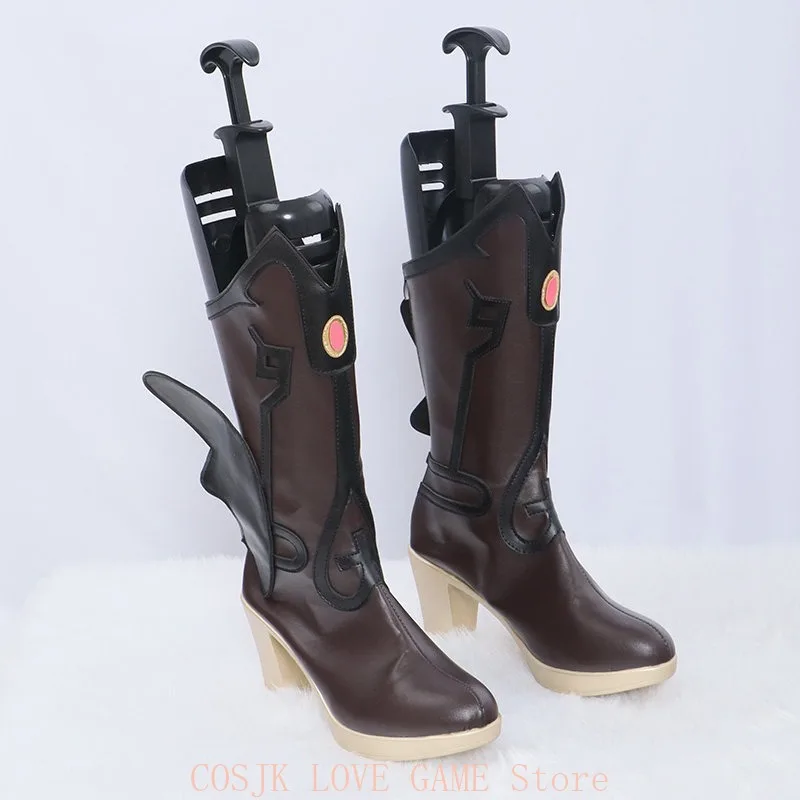 

Genin Impact Cosplay Zipper Round Head Retro Chunky Heel Game Accories Fischl Anime Halloween Party Cosplay Women Costume Shoes