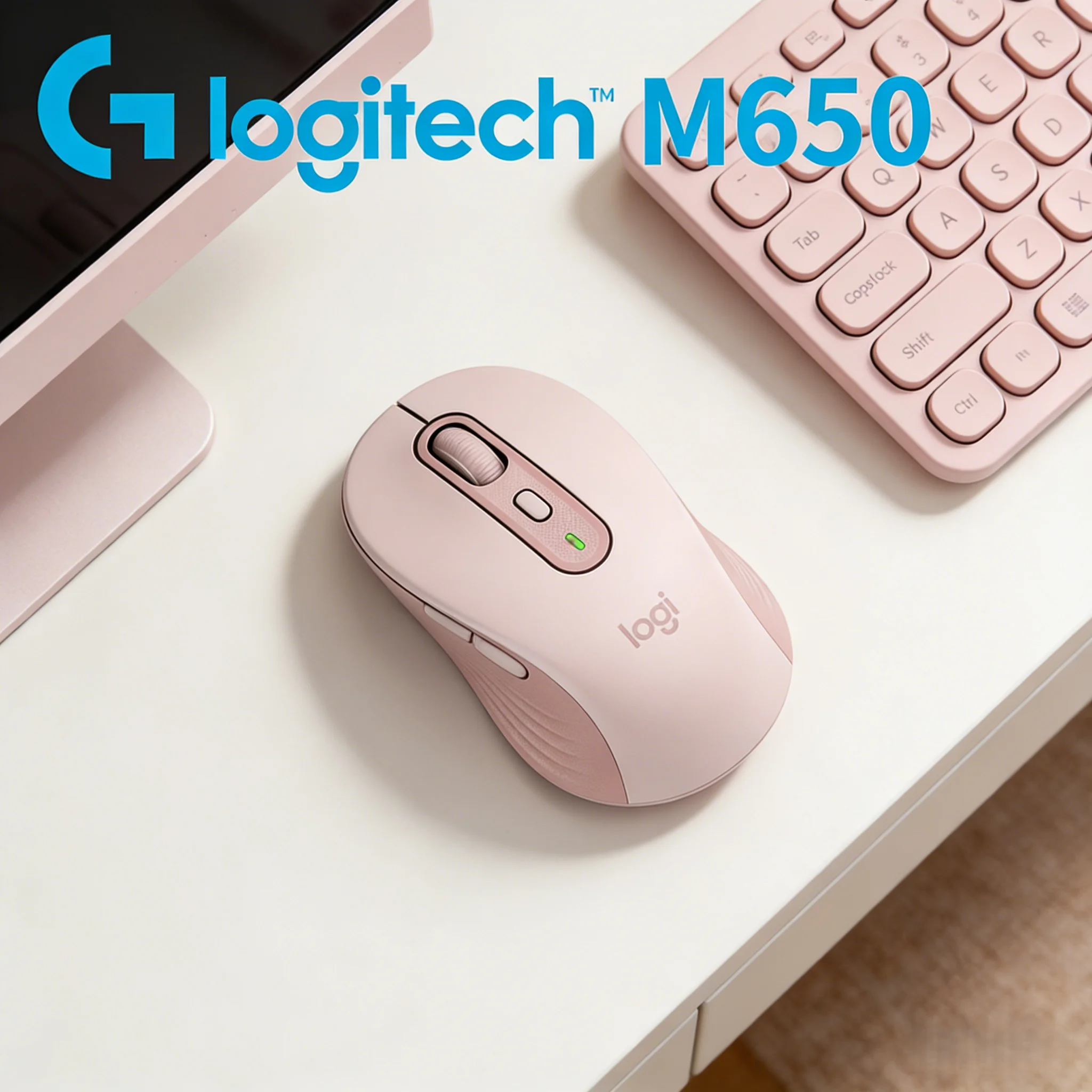 Logitech Signature M650 Wireless Mouse Bluetooth & 2.4G Dual Mode Silent Click Ergonomic for PC Laptop Office Home Use