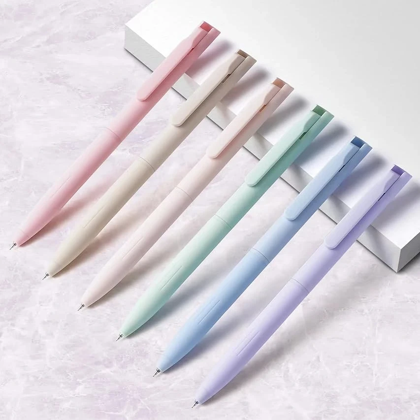 6 Pcs Colored Notebook Pens Neutral Color Ink Quick Drying Note-taking No Smudge Retractable Cute Pen Fine Point 0.5mm