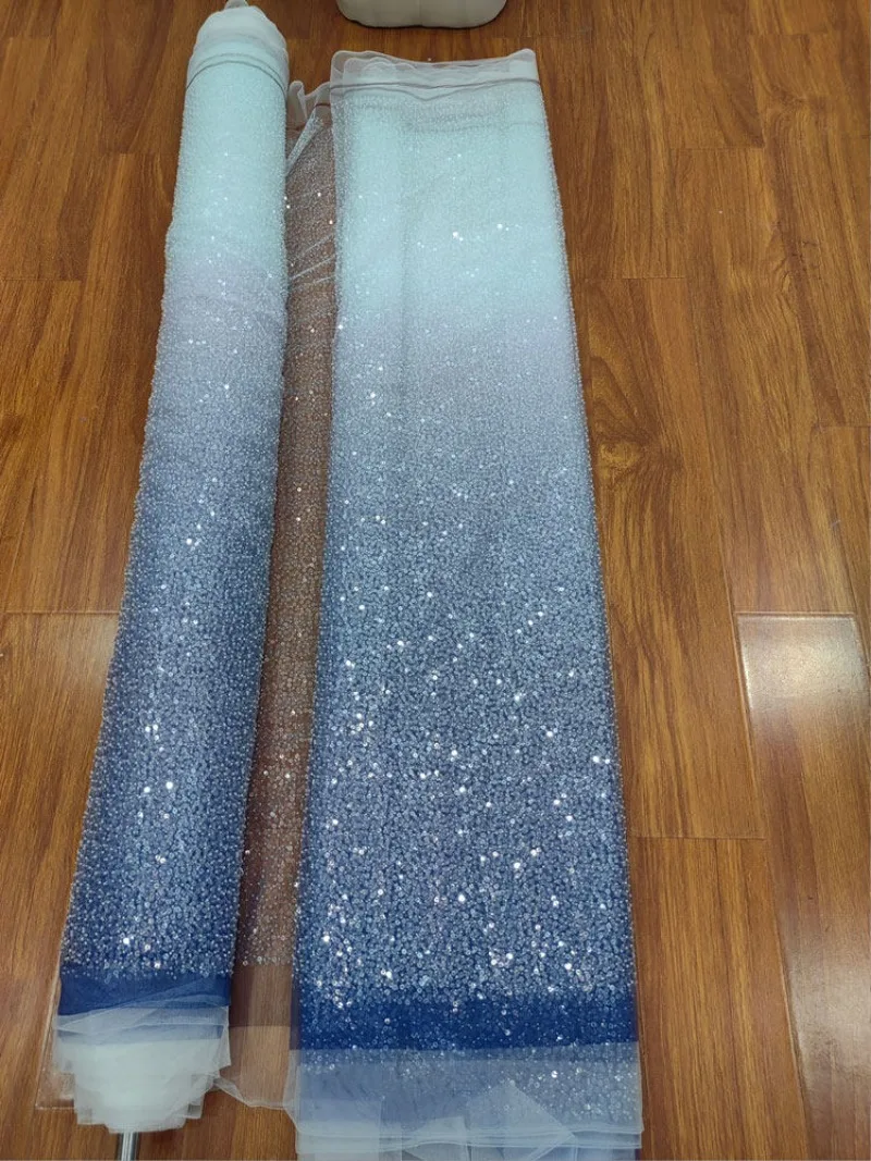 Light Blue Gradient Starry Glitter Transparent Tulle for Women's Wedding and Stage  Clothing Accessories for a Stunning Look
