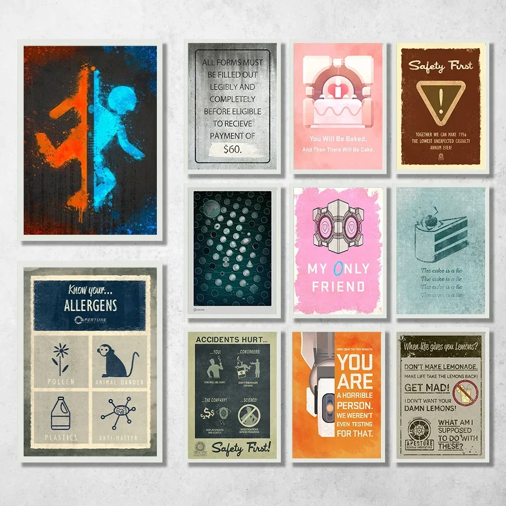 Póster de juego de Portal, impresión en lienzo, Portal, decoración artística de pared para juegos, juego de rompecabezas, habitación de niños, sala de juegos, decoración estética