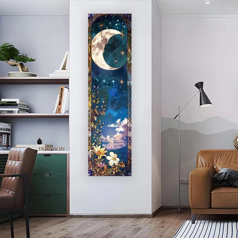 VIKAMA Moth Mushroom Moon Botanical Vertical Tapestry Bohemian Witchy Nature Wall Hanging for Bedroom Home Decor