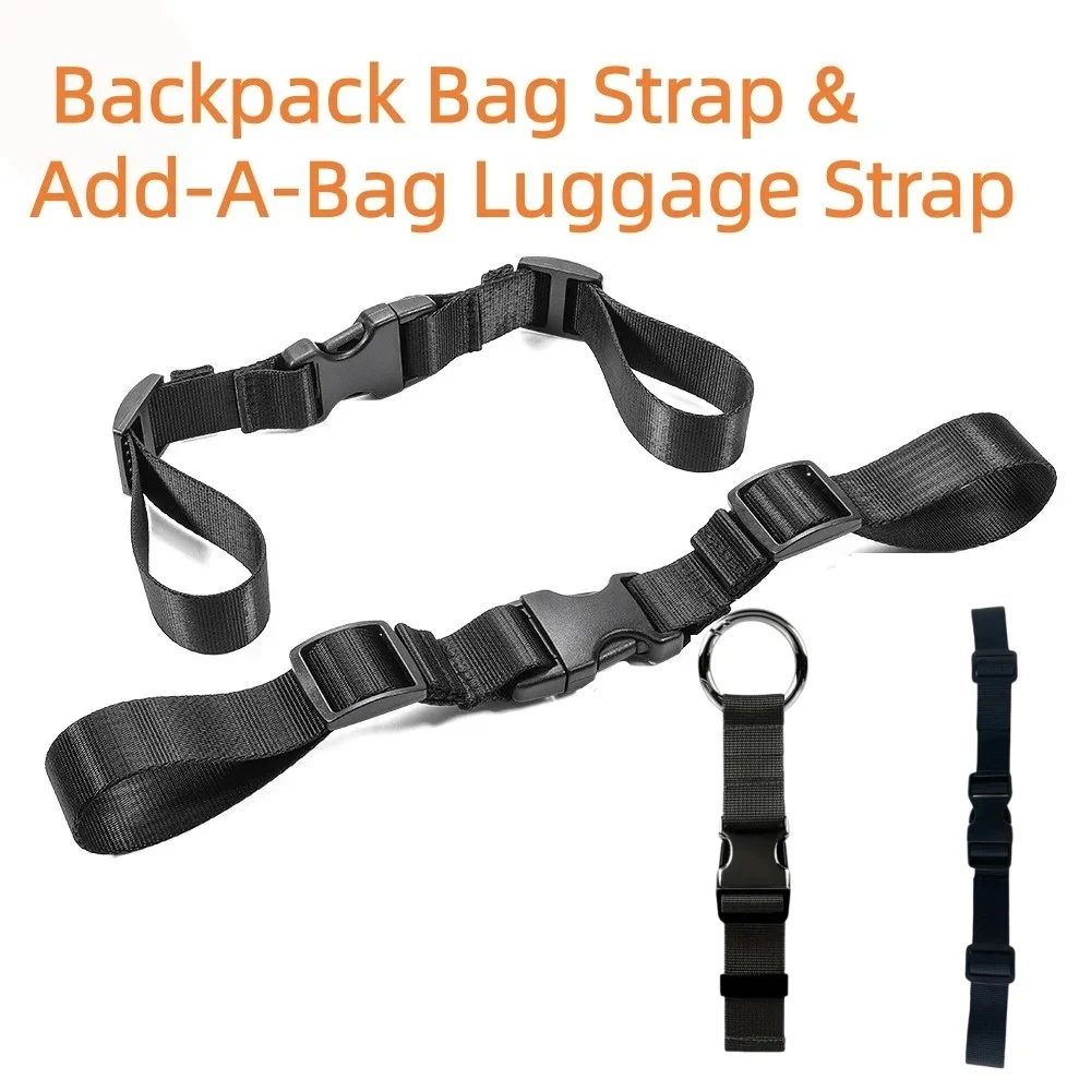 Add-A-Bag Luggage Strap Backpack Bag Strap Combo Adjustable Nylon Suitcase Belt for Hiking Camping Tactical Bags Accessories