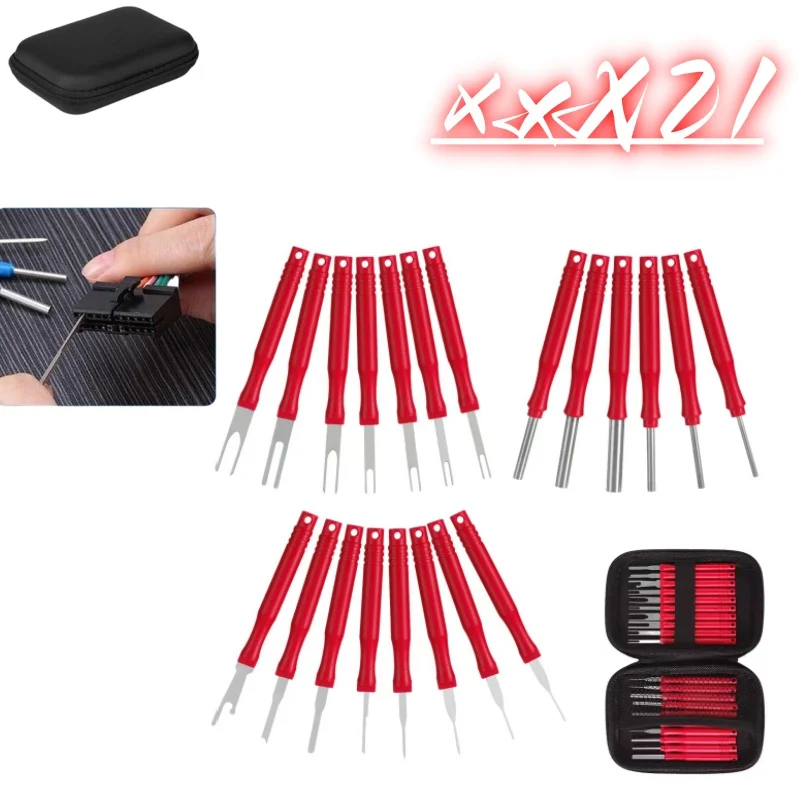 Terminal Removal Tool Kit 21pc Auto Electrical Connector Pin Extractor Set Wire Crimp Removal Tool for Car Wiring Harness Repair