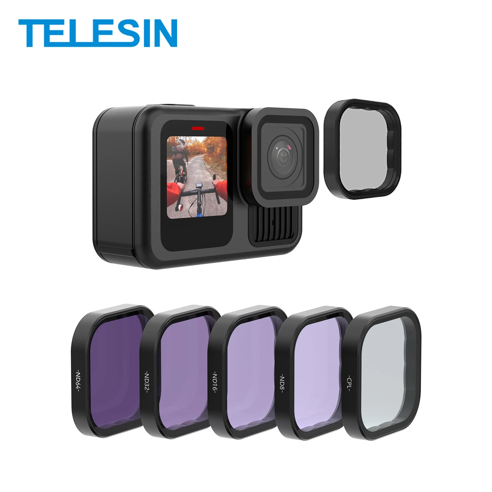 TELESIN ND8 ND16 ND32 ND64 CPL Lens Filter Set Aluminium Alloy Frame for GoPro Hero 13 GoPro13 Action Camera ND CPL Lens Filter