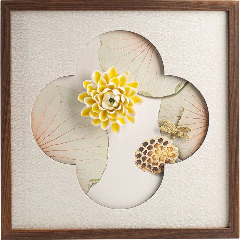 جدار مربع ثلاثي الأبعاد لغرفة المعيشة، لوحات معلقة من السيراميك الجوز، لوحات زخرفية من الخشب الصلب الصيني