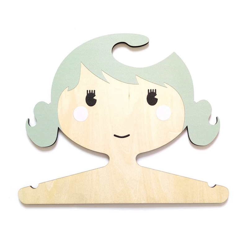 

5Pcs Mori Wooden Girl Shape Hanger Nordic Style Creative Home Children's Room Baby Hanger Clothes Hanger